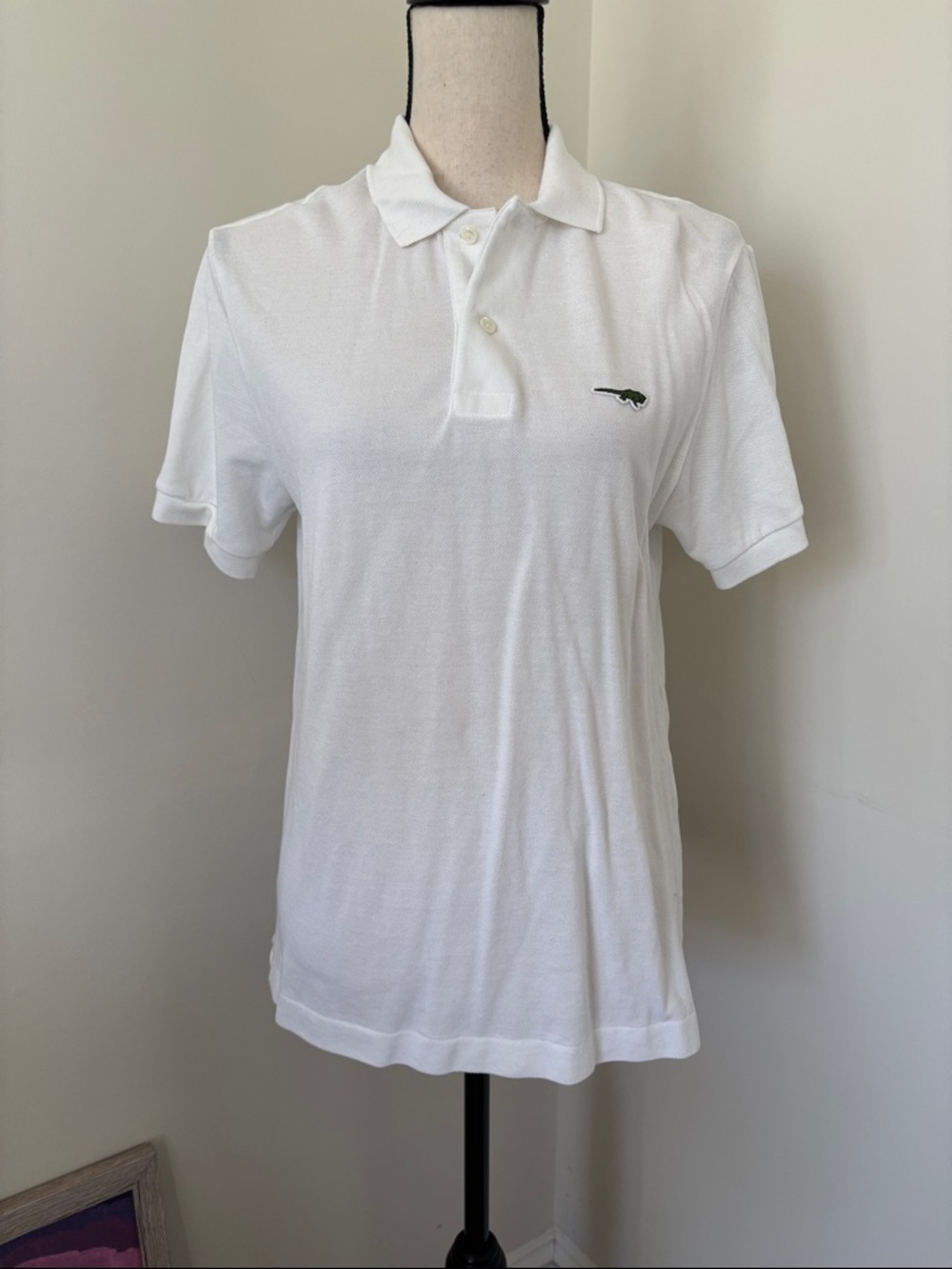Lacoste White Polo with Green Crocodile Logo